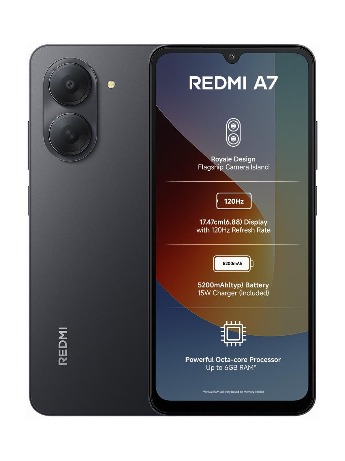 Redmi A7 64GB 3GB RAM Black - Image 1