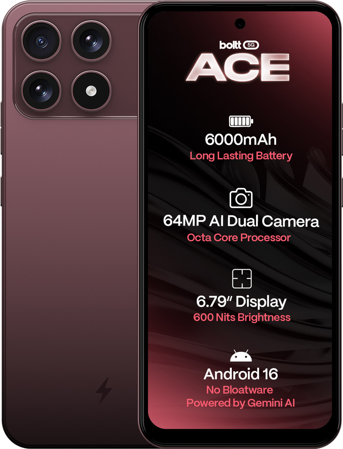BOLTT ACE 5G (Burgundy Bliss, 128 GB)