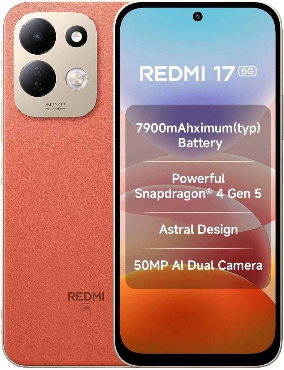Redmi 17 5G 128GB 6GB RAM Orange - Image 1