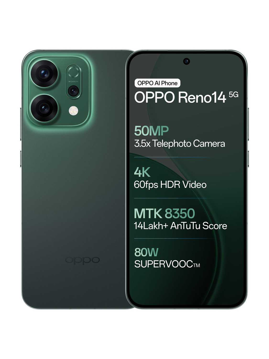 OPPO Reno14 5G 256GB Forest Green - Image 1