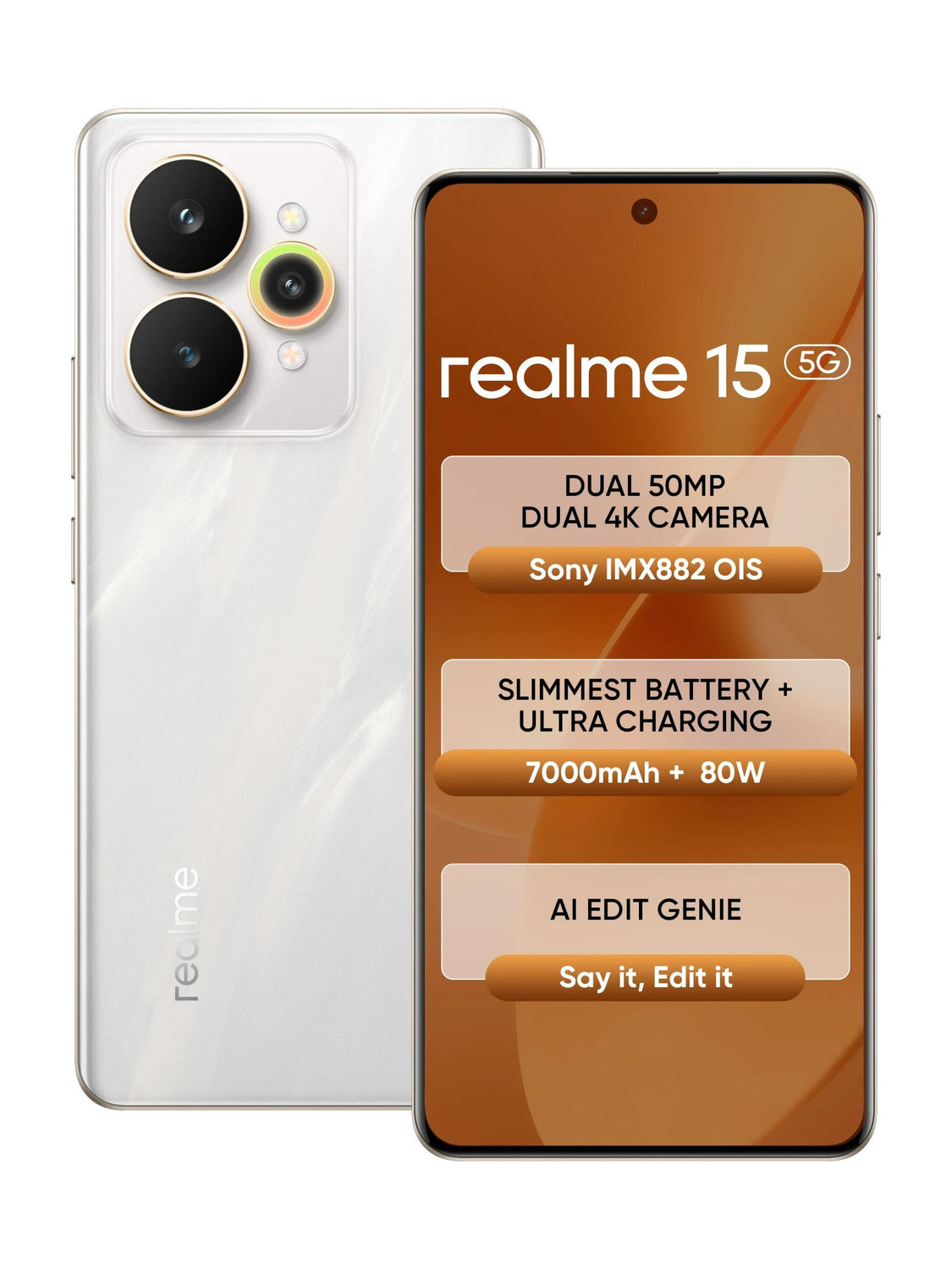 realme 15 5G 256GB 12GB RAM Silver - Image 1