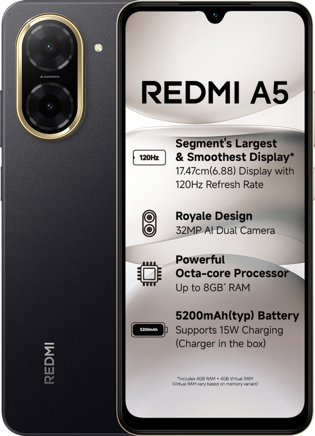 REDMI a5 (जस्ट ब्लैक, 64 GB) (3 GB RAM) - Image 1
