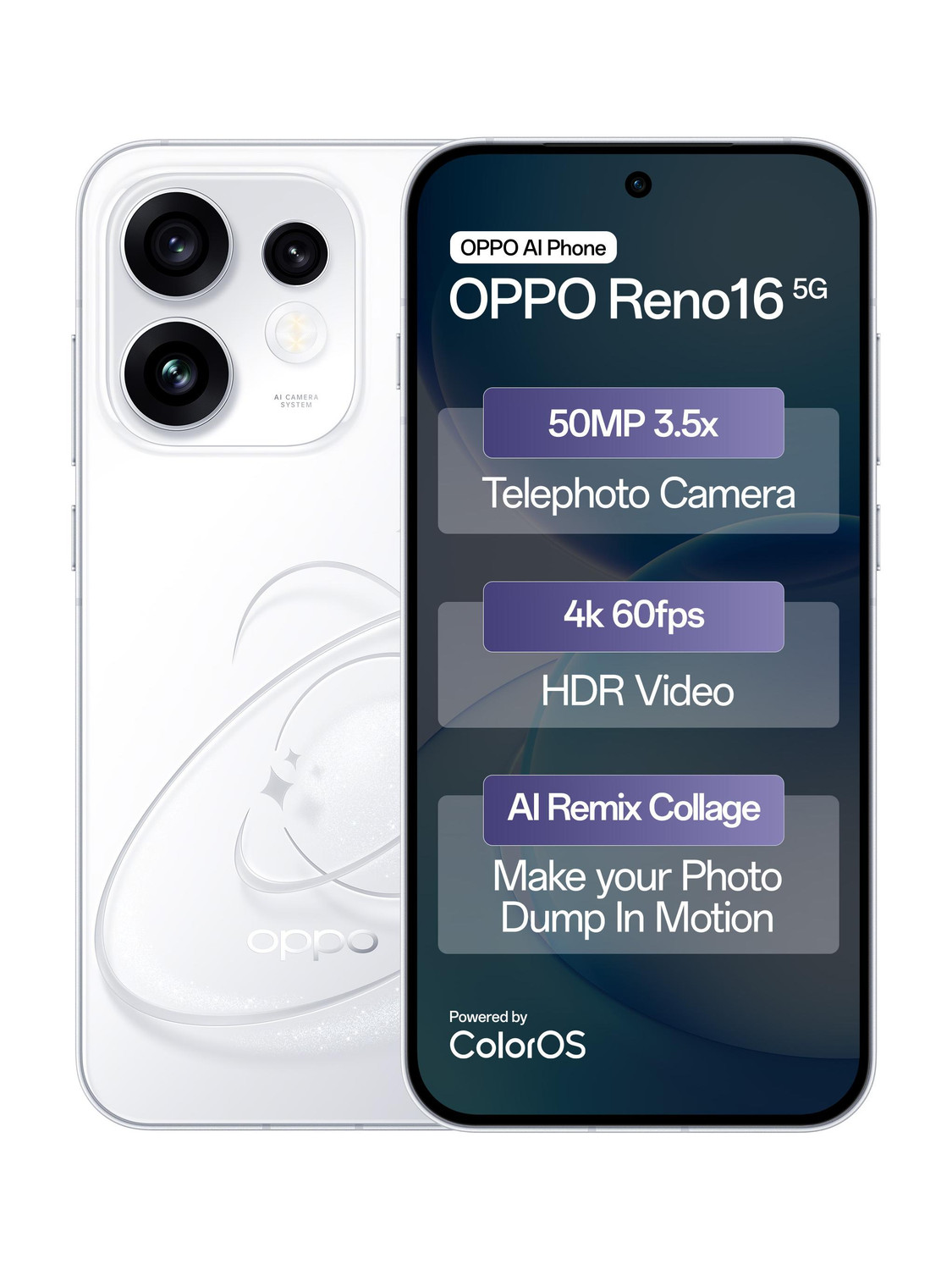 OPPO Reno16 5G 256GB 12GB RAM White - Image 1