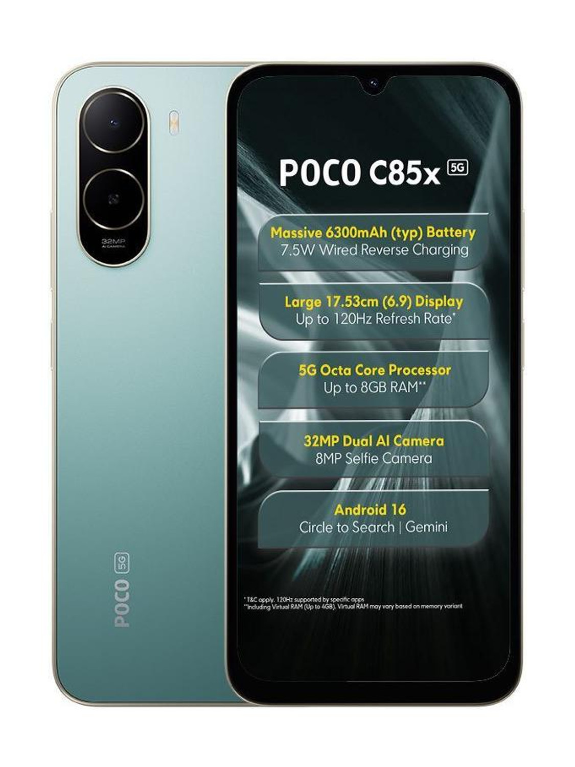 POCO C85x 5G 128GB 4GB RAM Emerald Green - Image 1