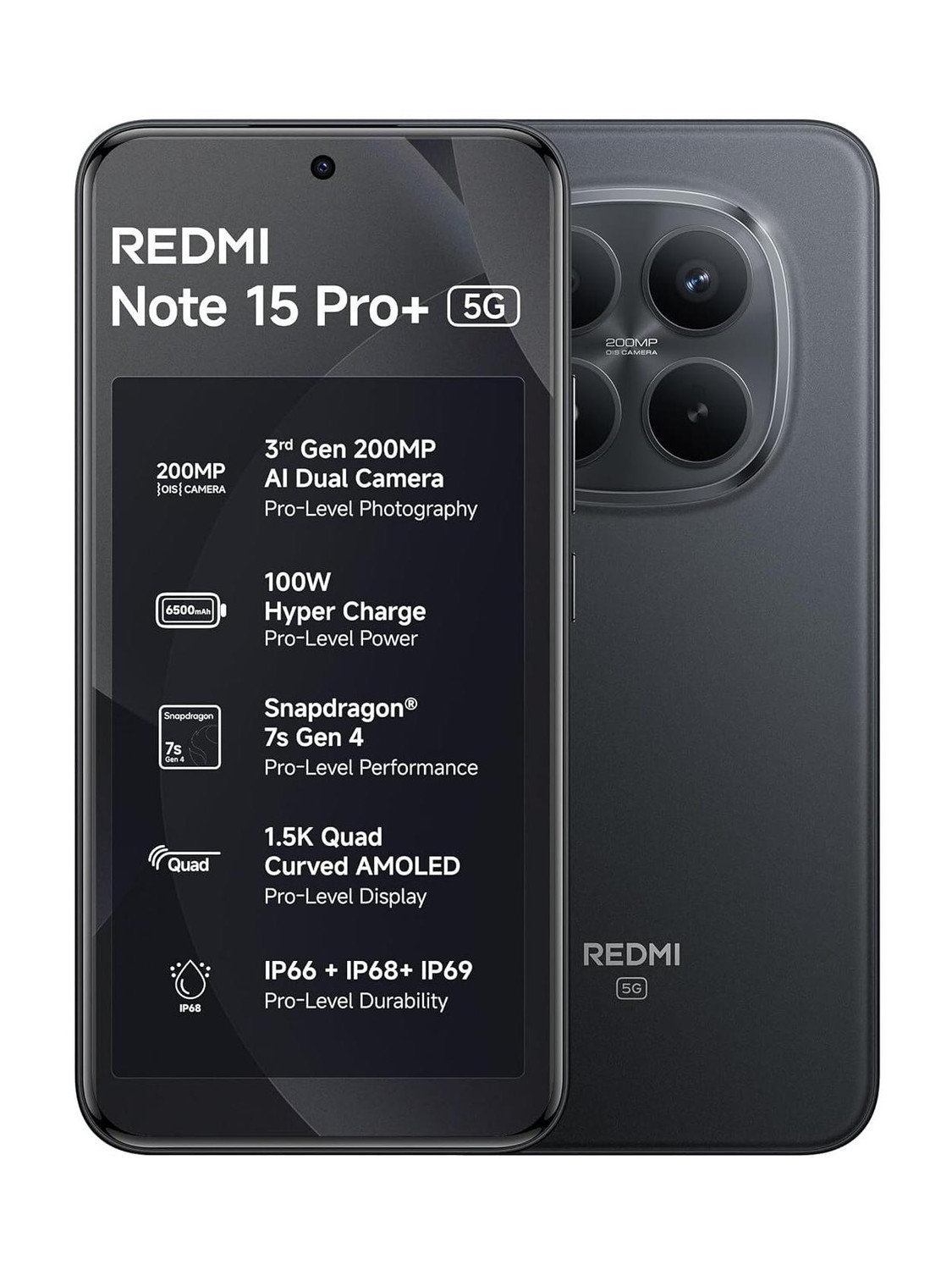 Redmi Note 15 Pro + 5G 256GB 8GB RAM Carbon Black - Image 1