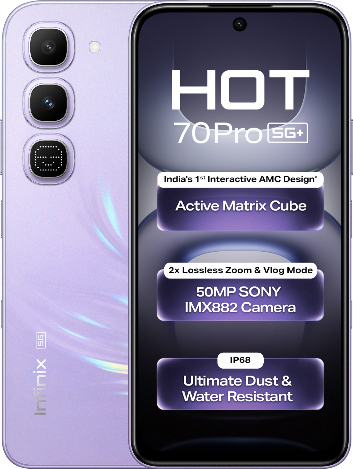 Infinix HOT 70 Pro 5G (Silk Glow Purple, 128GB, 6GB RAM) - Image 1