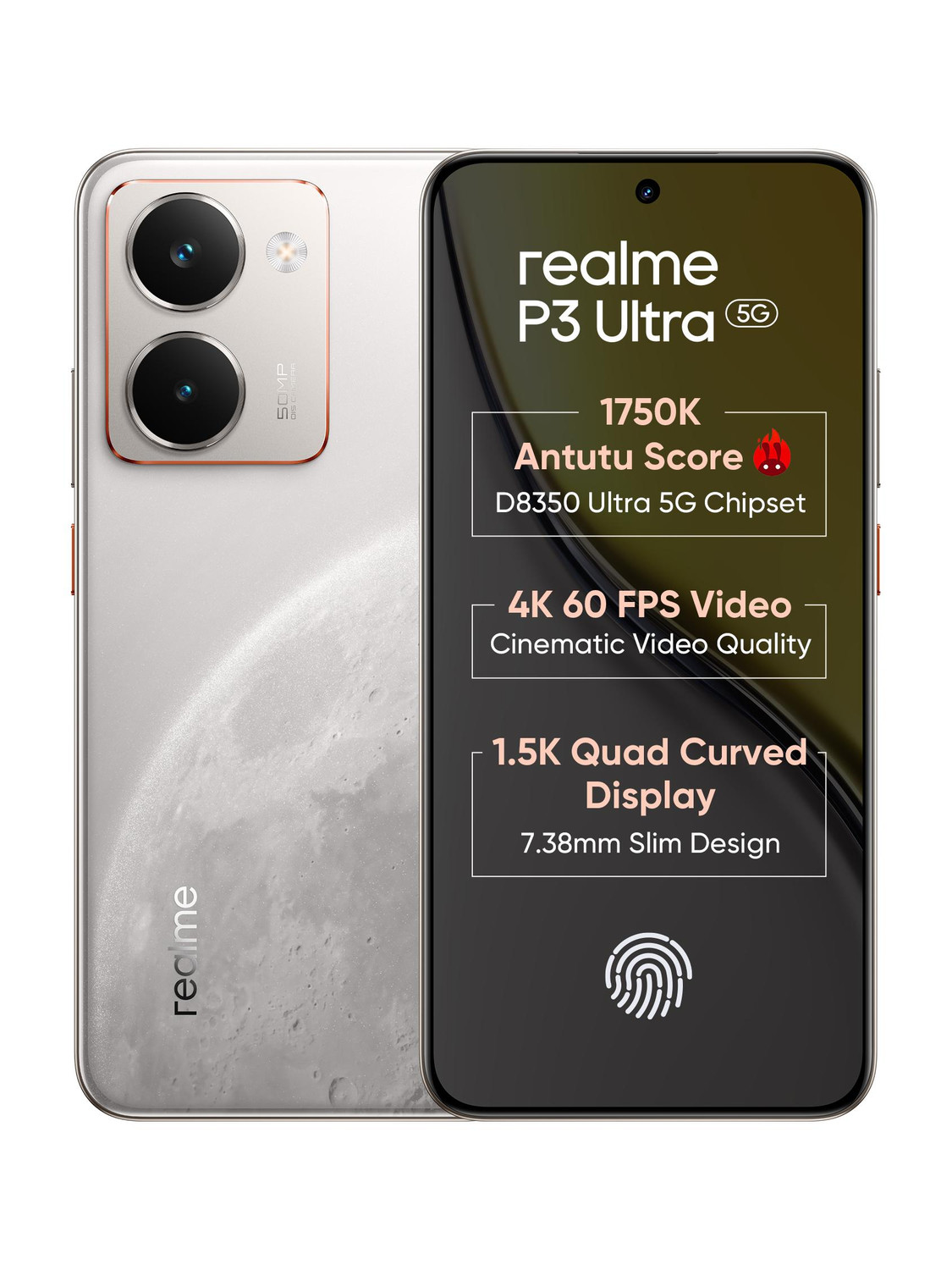 realme P3 Ultra 5G 256GB Glowing Lunar White - Image 1