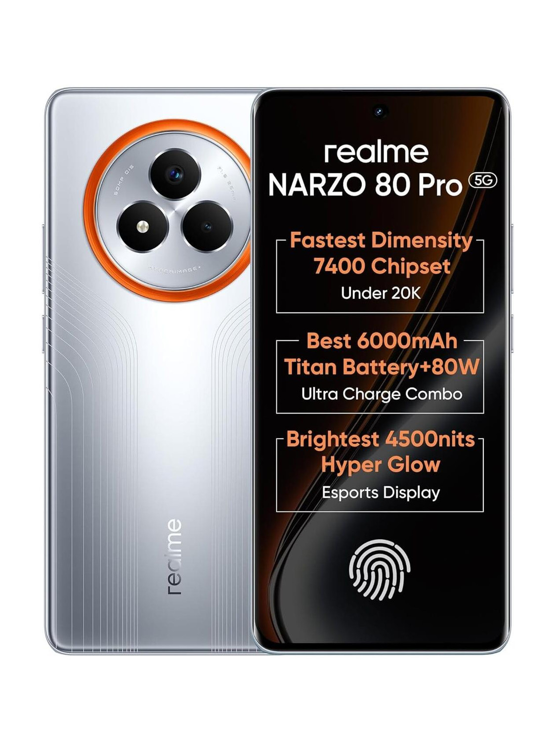 realme Narzo 80 Pro 5G 256GB 8GB RAM Silver - Image 1