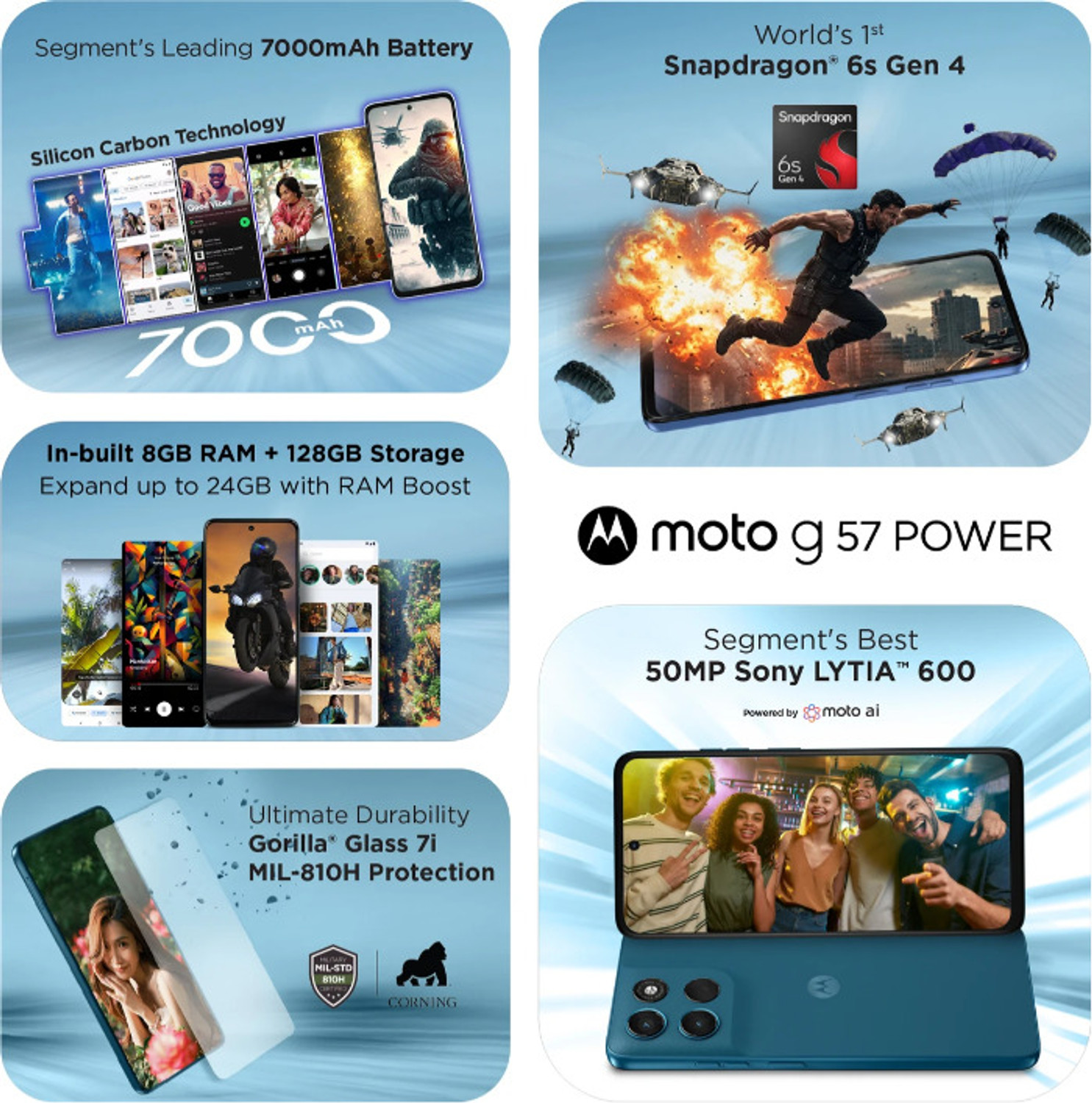 Image of MOTOROLA G57 Power 5G 128GB 8GB Ram (Pantone Crosair, 128 GB) (8 GB RAM)
