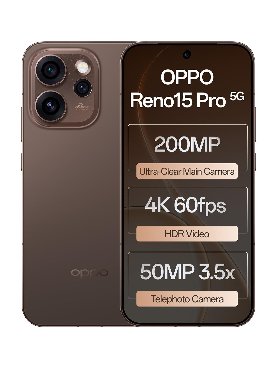 OPPO Reno15 Pro 5G 256GB 12GB RAM Brown - Image 1