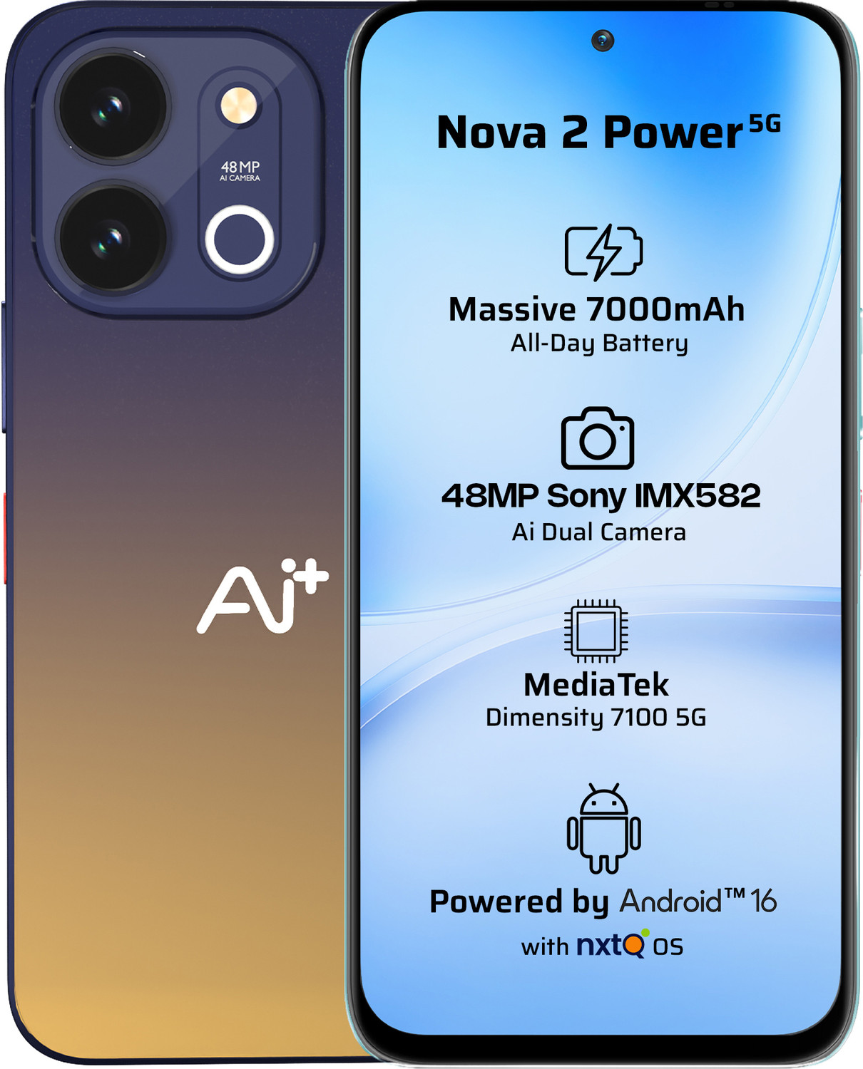 Ai+ Nova 2 Power 5G 128GB Golden Blue - Image 6
