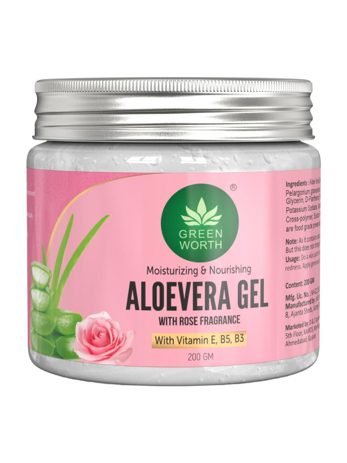 Greenworth Pure and Natural Aloevera Rose Gel - Image 1