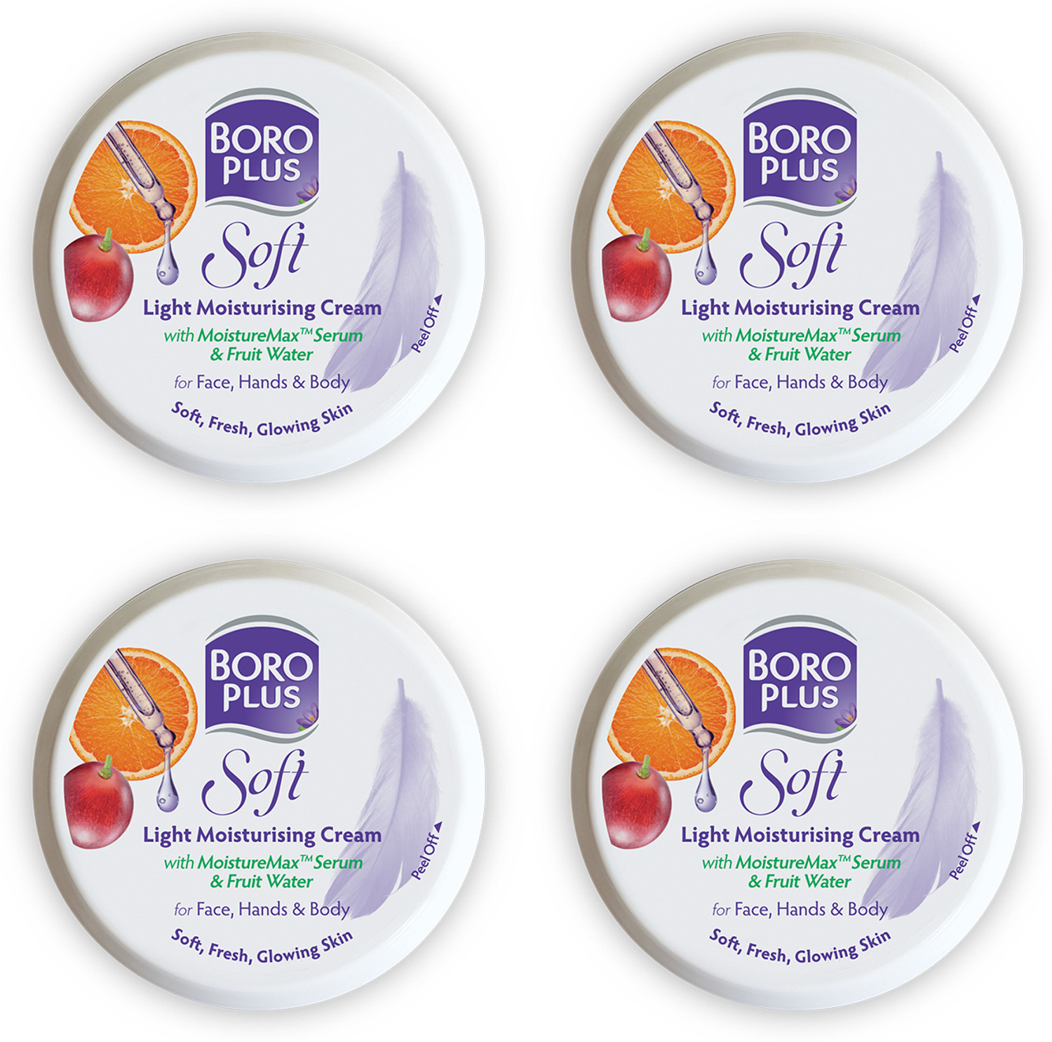 Image of BOROPLUS SOFT MOISTURIZING CREAM FOR NOURISH & SMOOTH LIGHT SKIN PACK OF - 300ml x 4 (1200 ml)