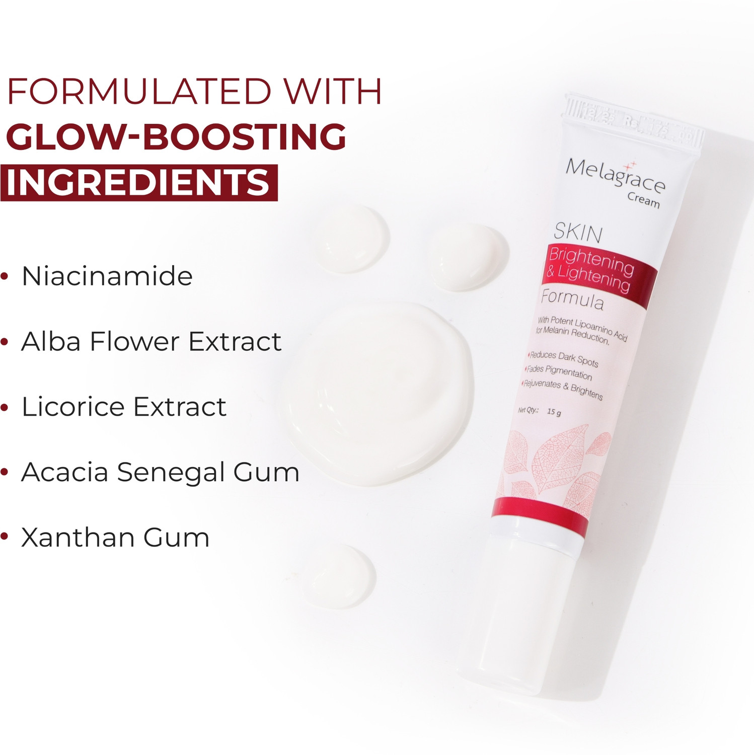 Image of Leeford Melagrace Skin Brightening Cream for Melanin Reduction Dark Spots & Pigmentation (75 g)