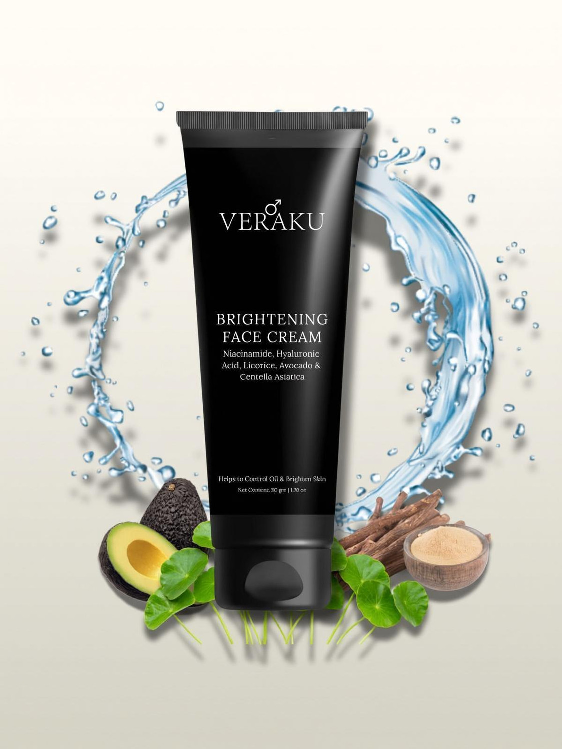 veraku Brightening Face Cream with Niacinamide & Hyaluronic Acid (For Men) (50 g) - Image 1