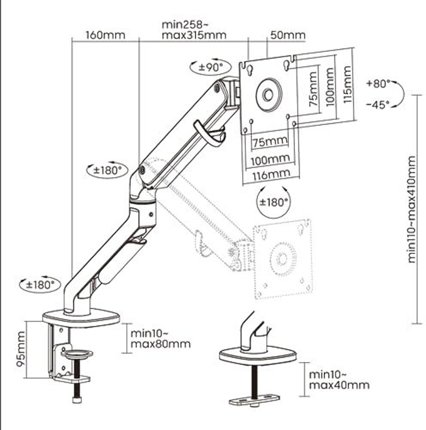 Image of FLOWLYF Wooden Monitor Arm /Spring Assisted Height Adjustability Mount for 17-32 inch Screen Desk Mount Monitor Arm