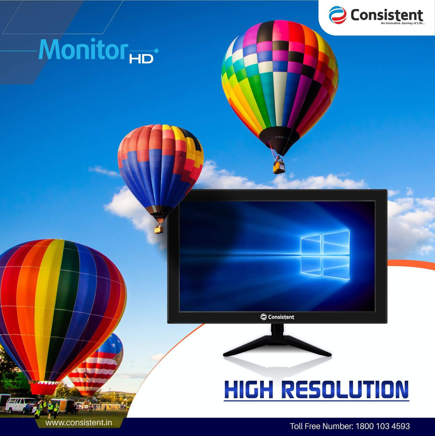 Image of Consistent 48.26 cm (19 inch) HD TN Panel Monitor (CTM2001) (Response Time: 5 ms, 60 Hz Refresh Rate)