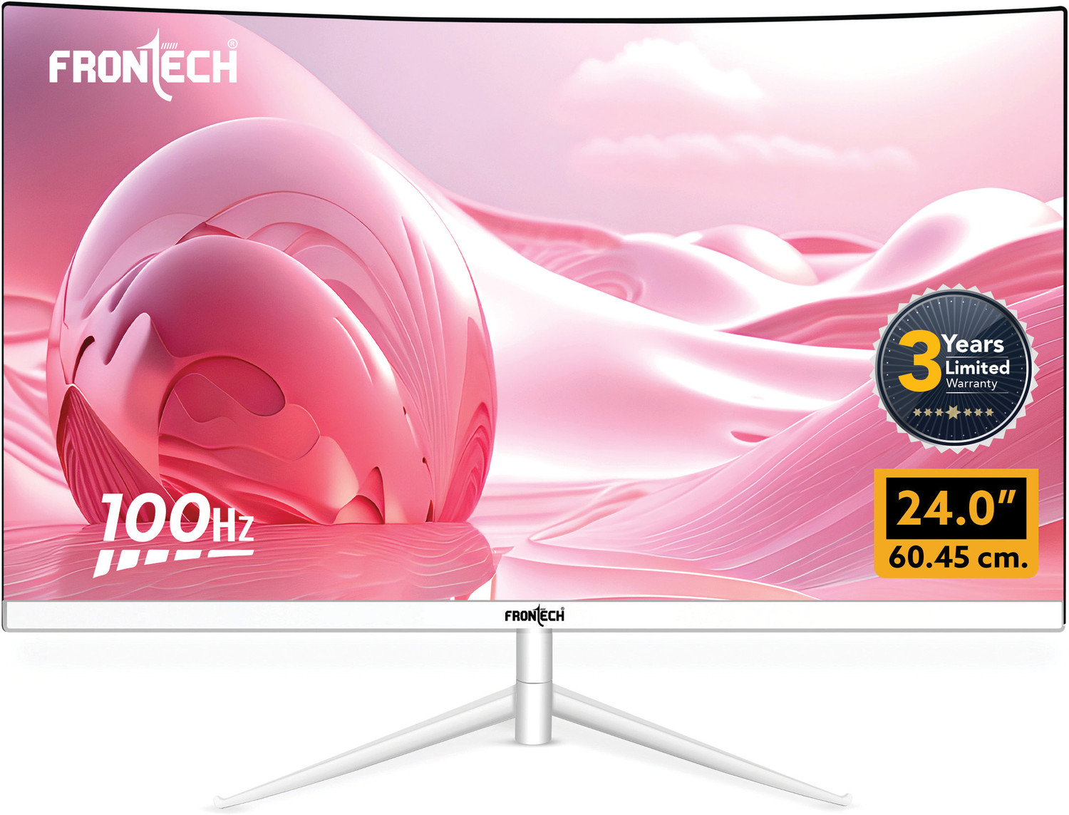 Frontech Ultima Series DUAL PORTS HDMI & VGA 60.96 cm (24 inch) Full HD LED Backlit VA Panel Monitor (MON-0080) (Adaptive Sync, Response Time: 5 ms, 100 Hz Refresh Rate) - Image 1