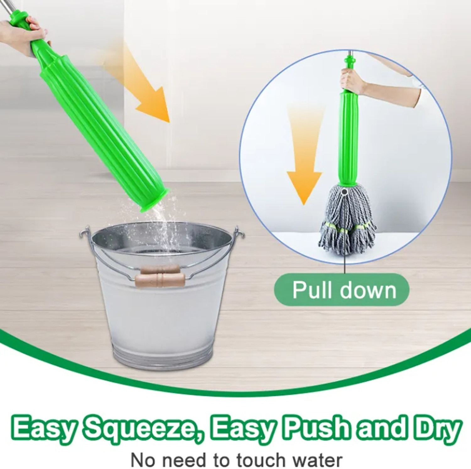 Image of SUPERSTUD 2 in 1 Dehydrated Floor Cleaning Mop || Self-Wringing Floor Mop Wet & Dry Mop (Green)