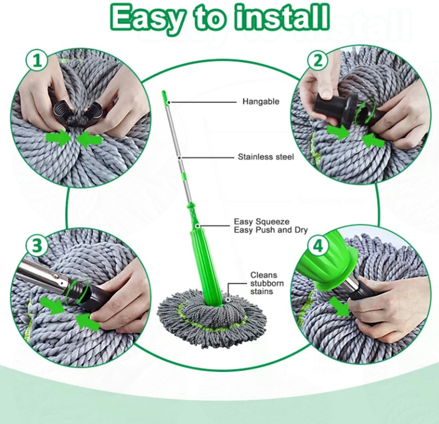 Image of SUPERSTUD 2 in 1 Dehydrated Floor Cleaning Mop || Self-Wringing Floor Mop Wet & Dry Mop (Green)