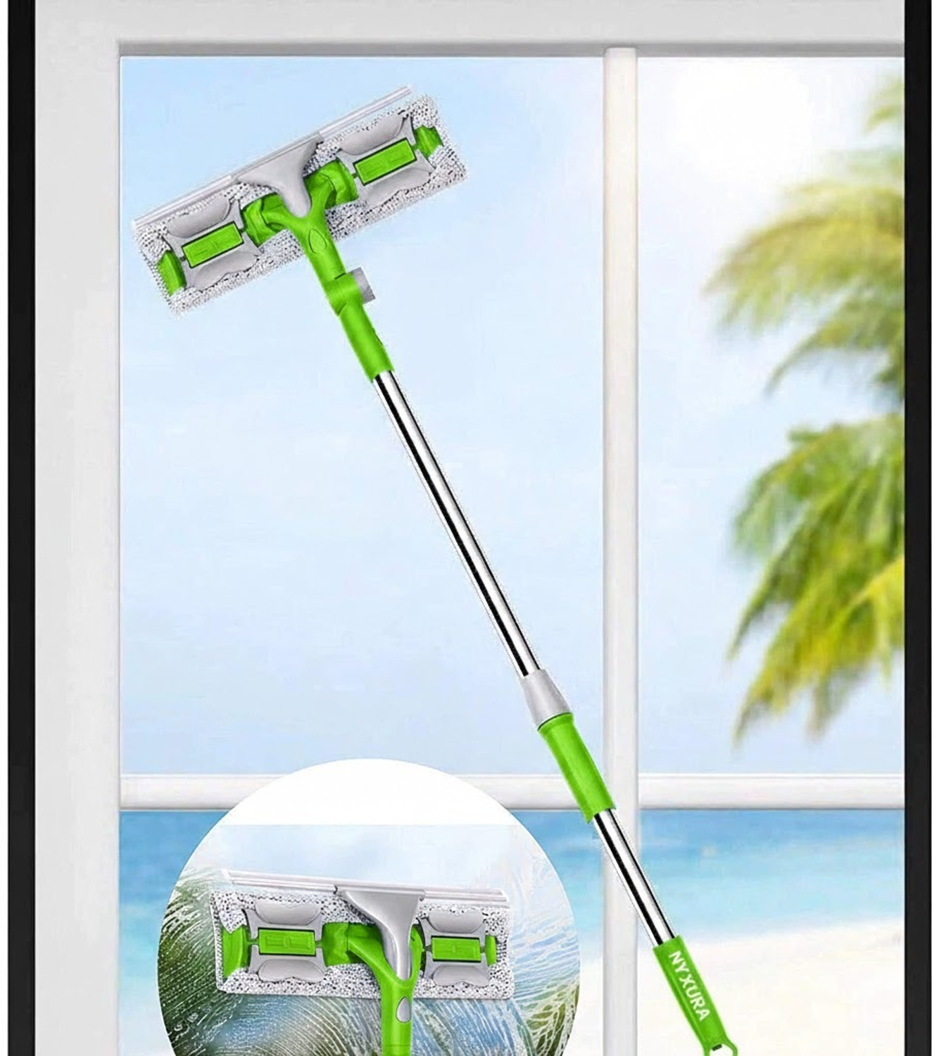 Image of Deoxys Rotatable Triangle Mop with Long Handle, Microfiber Flat Floor mop Mop Head and Rod (Multicolor)