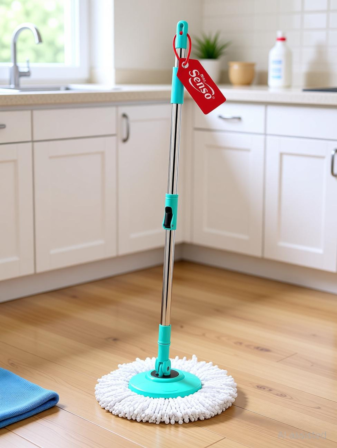 Image of Pranay's Kleanup Smart Spin Mop-Mop Stick|Wet & Dry Cleaning Mop|Mops Pocha 1 Microfiber Refill Mop Set (Blue)