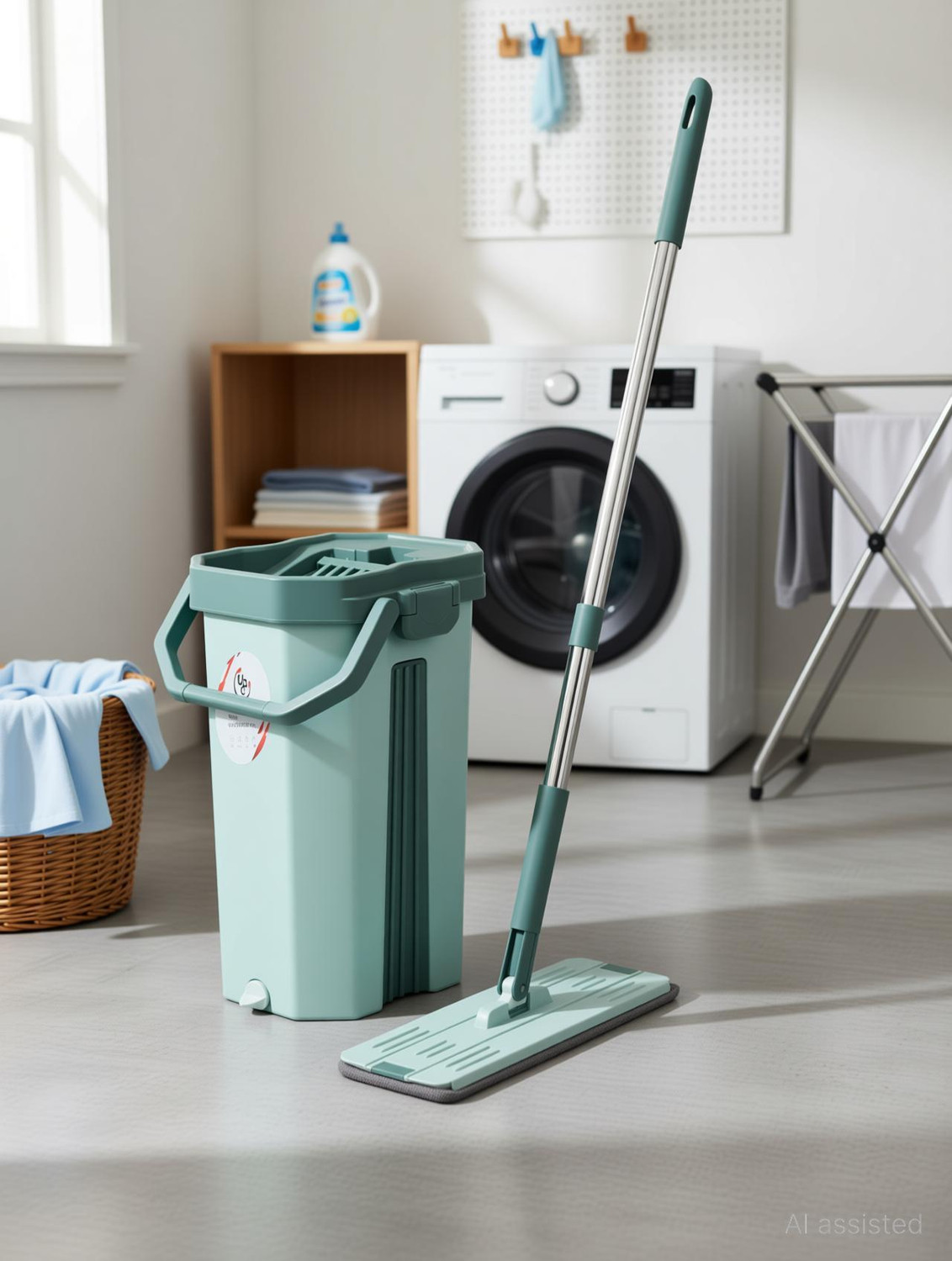 Image of 3G Clean 3 G CLEAN Spin Mop Set with Twin Bucket, Plastic, Microfiber, Blue Mop Set (Blue)