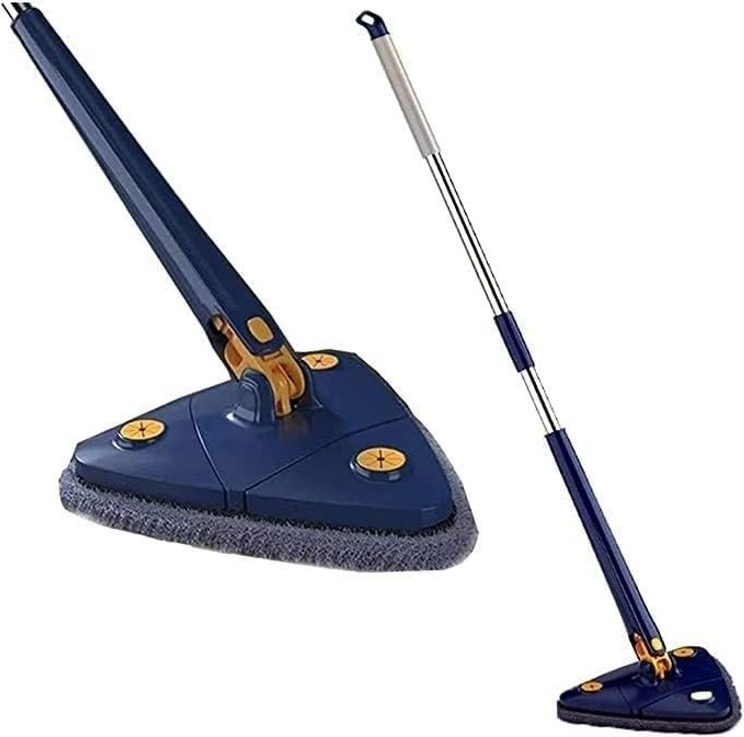 Image of Deoxys Rotatable Triangle Mop with Long Handle, Microfiber Flat Floor mop Mop Head and Rod (Multicolor)