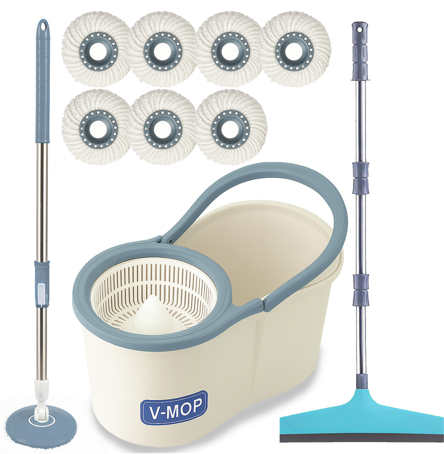 Image of V-MOP Double Bucket Mop Mop Set (Blue)