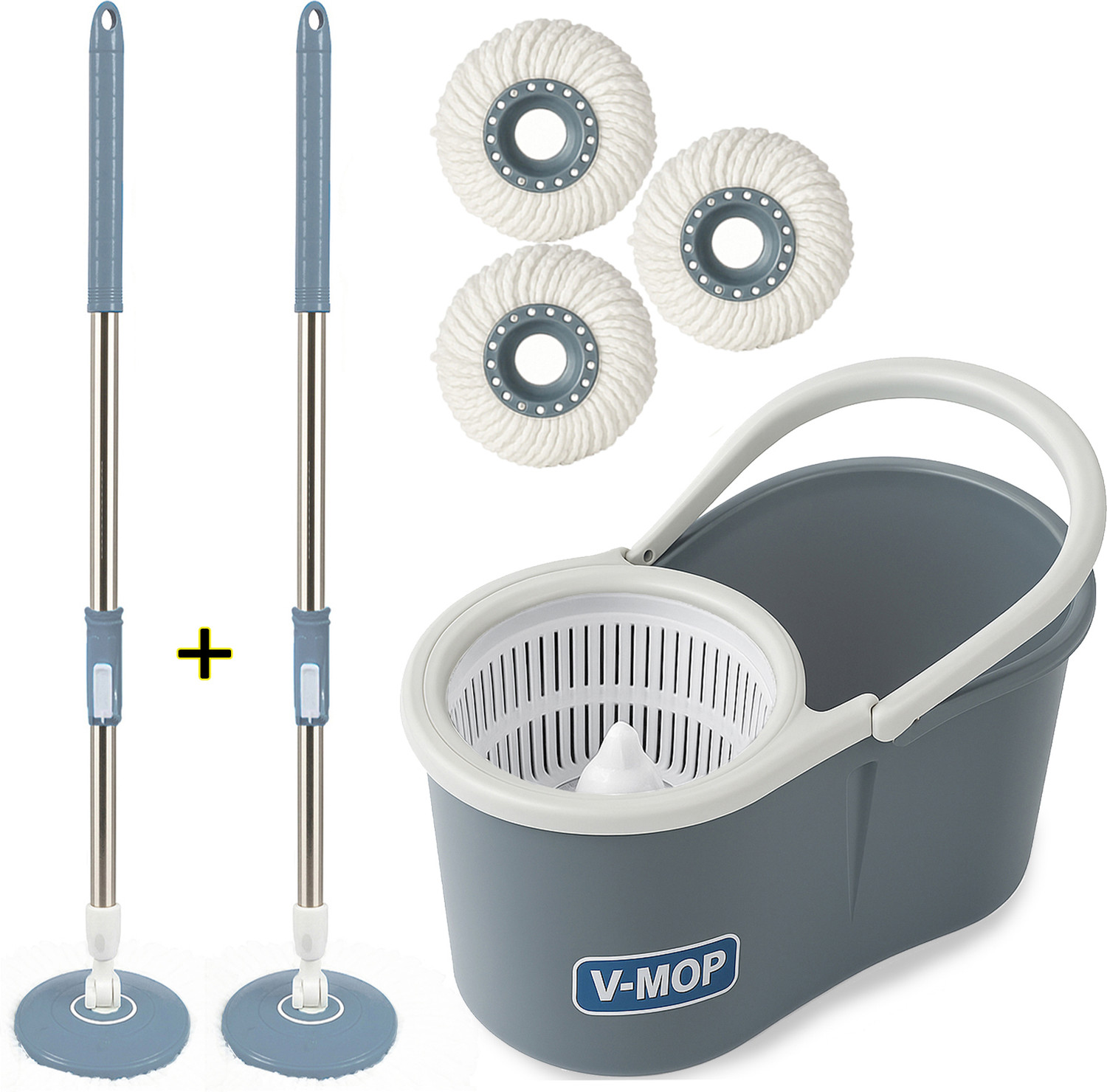 Image of V-MOP Double Bucket Mop Mop Set (Blue)