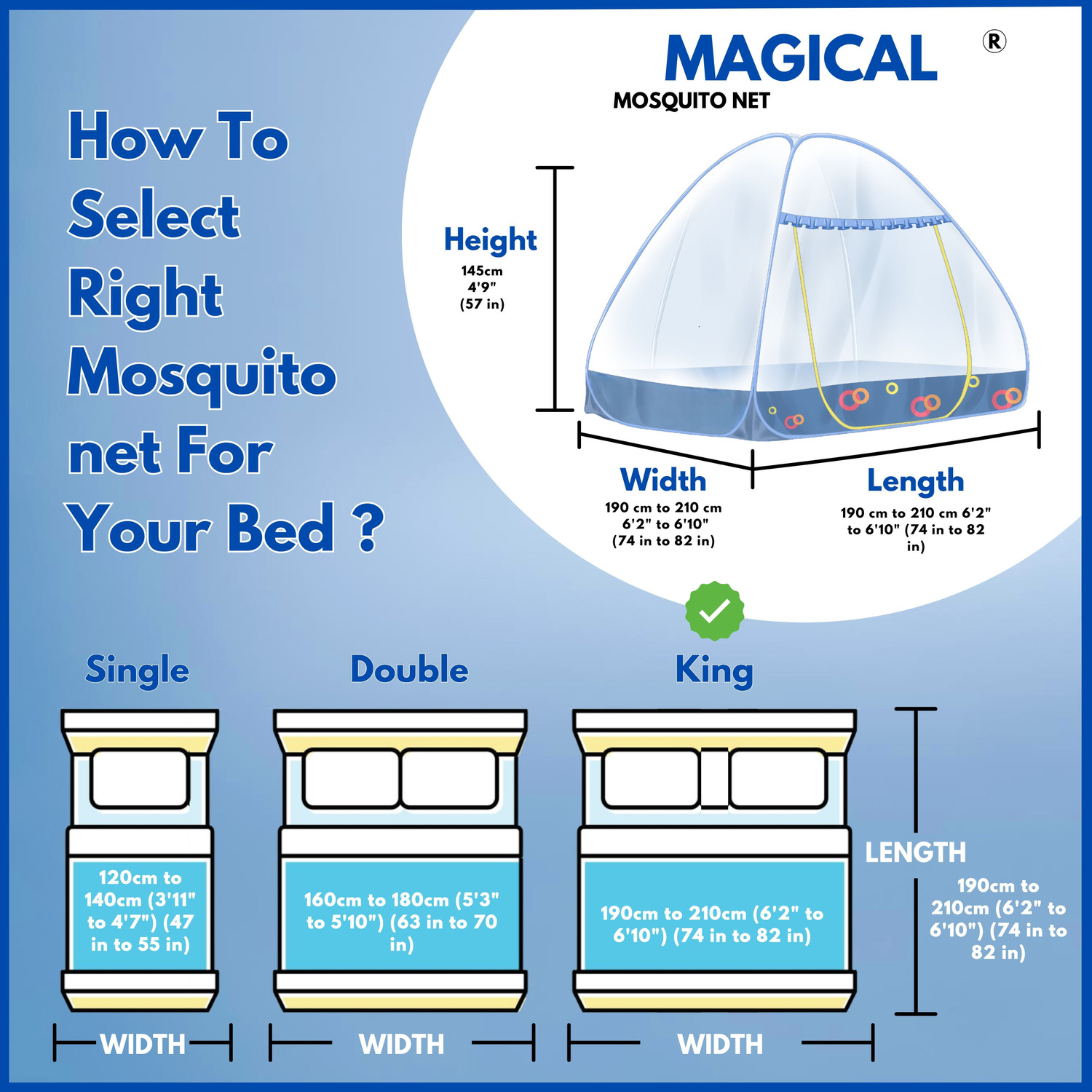 Image of MAGICAL Mosquito Mesh, Foldable Single Size Bed,( 6ft x 4ft ) - Dark Blue Polyester Washable Adults Mosquito Net (Dark Blue, Tent)