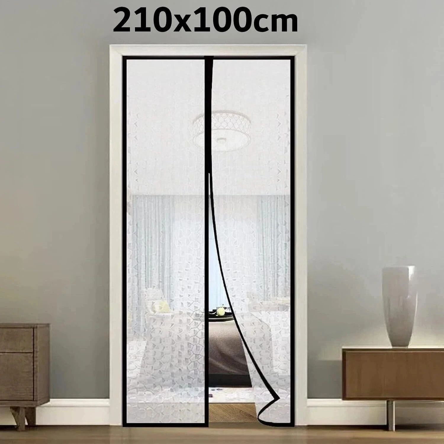 Image of Lifekrafts Magnetic AC Door Curtain- Insulated Thermal Cover, Self-Closing, Stylish & Easy HDPE - High Density Poly Ethylene Washable Adults Mosquito Net (White 210x100cm, Frame Hung)