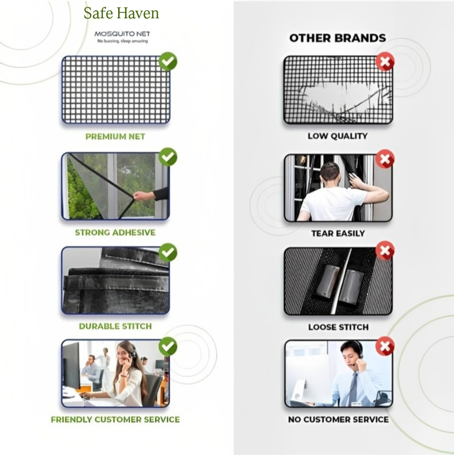 Image of SAFE HAVEN 3x4 Ft White Mosquito Net for Window | Polyester Washable Window Mosquito Net HDPE - High Density Poly Ethylene Washable Adults Mosquito Net (WHITE 3X4 FT, Frame Hung)
