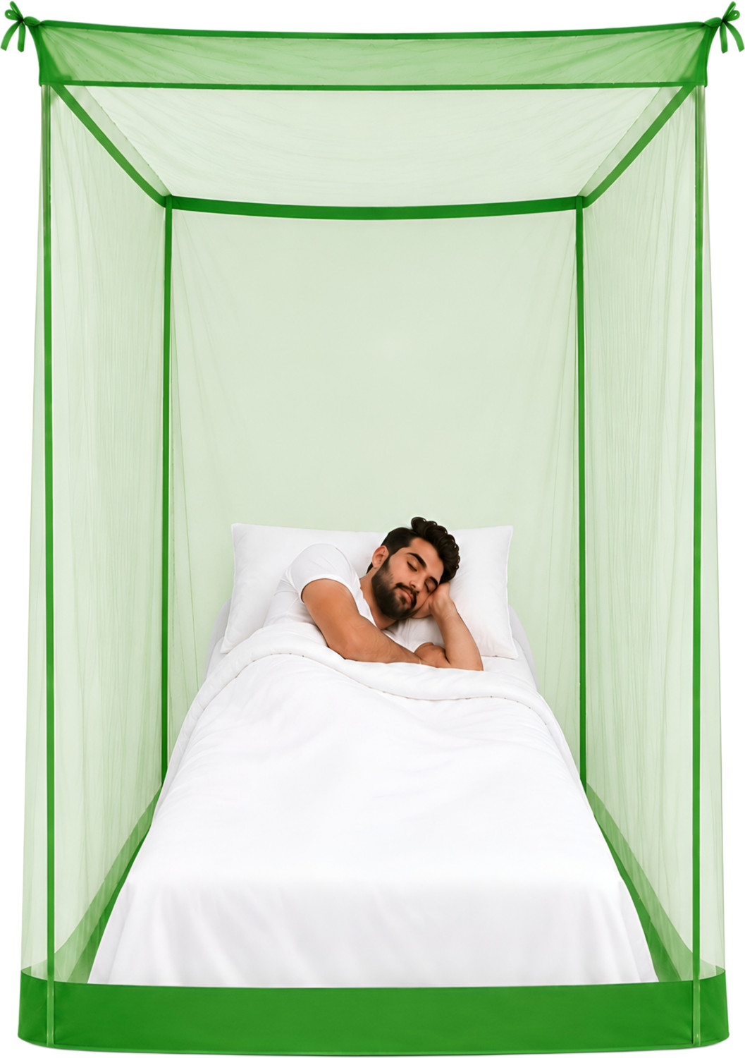 Image of Meelarck Single bed mosquito protection net (MN-12)4ftx6ft} machhardani /masari HDPE - High Density Poly Ethylene Washable Adults Mosquito Net (Purple, Bed Box)