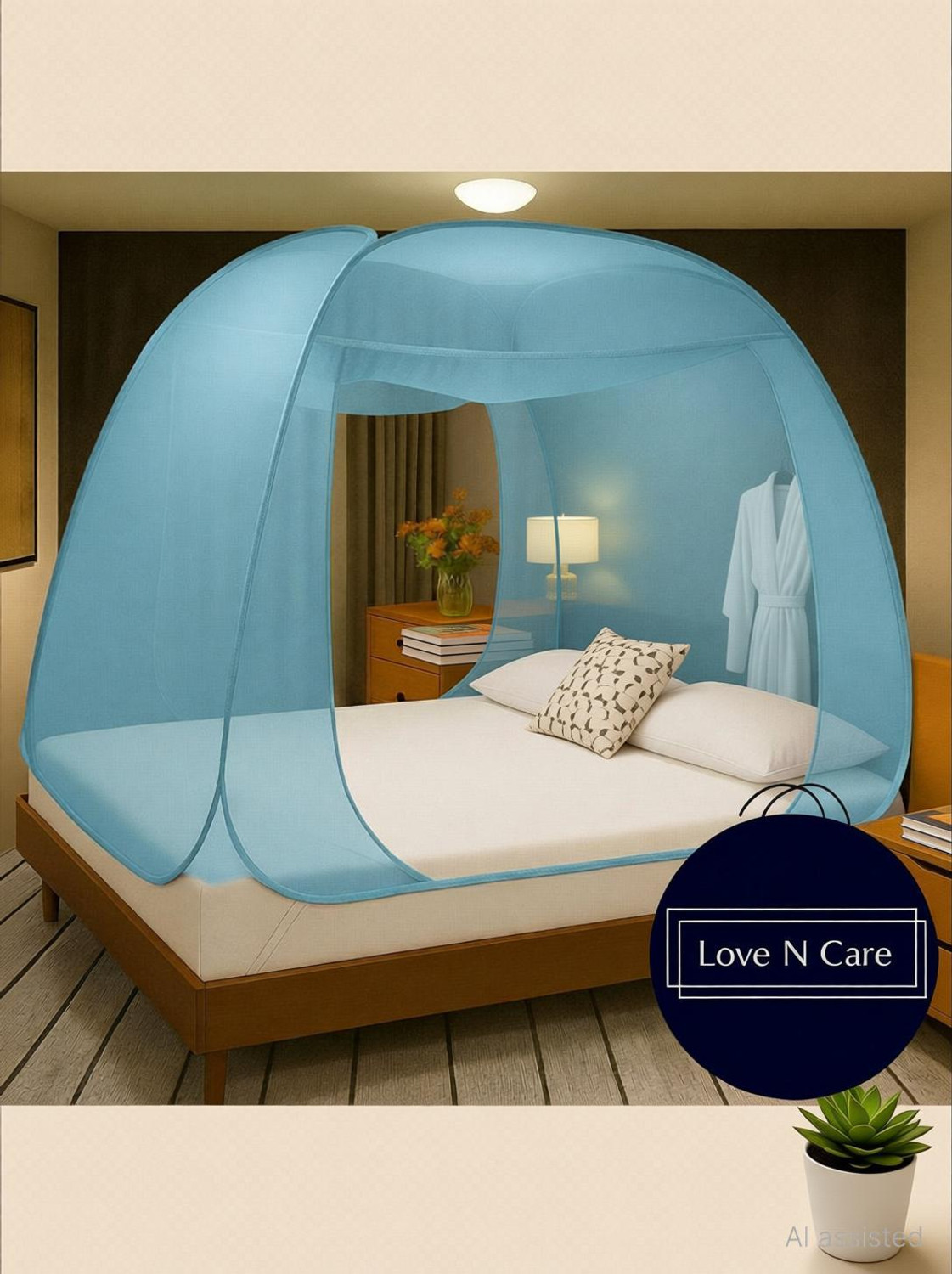 Image of MAGICAL Star-Mosquito-Net-Dark-Blue-King-01-ML Polyester Adults Mosquito Net (Dark Blue, Tent)