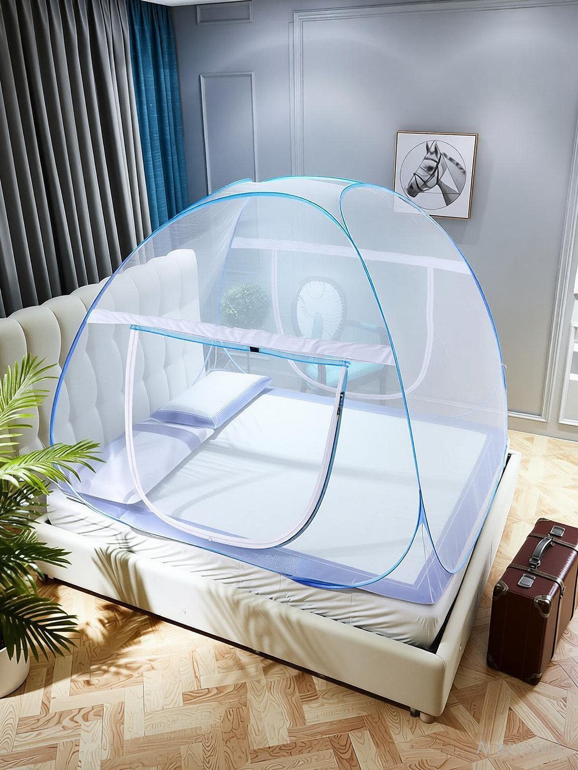 Image of DAYGLOW Mosquito Net for King Size Bed|Polyester, Foldable, High Durability| Polyester Washable Adults Mosquito Net (Multicolor, Tent)