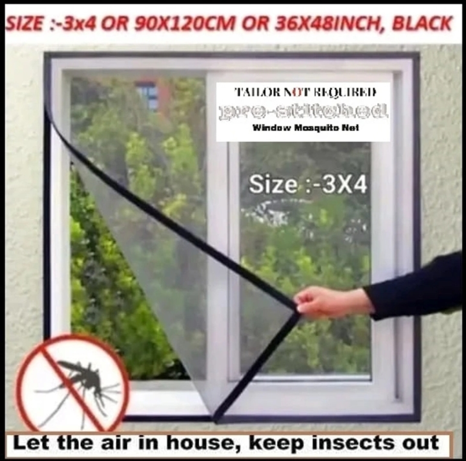 Image of SAFE HAVEN 3x4 Ft White Mosquito Net for Window | Polyester Washable Window Mosquito Net HDPE - High Density Poly Ethylene Washable Adults Mosquito Net (WHITE 3X4 FT, Frame Hung)