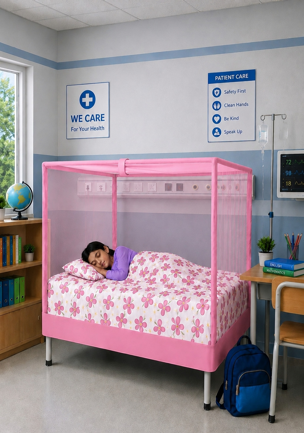 Image of Meelarck Single bed mosquito protection net (MN-12)4ftx6ft} machhardani /masari HDPE - High Density Poly Ethylene Washable Adults Mosquito Net (Purple, Bed Box)
