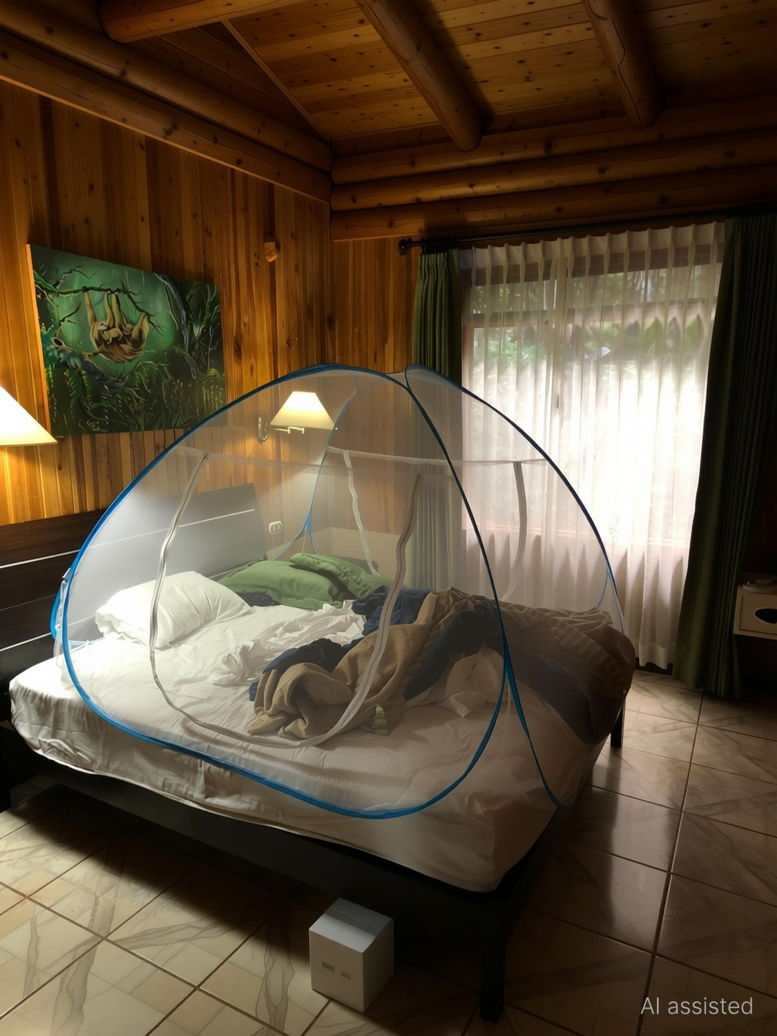 Image of AmazingHind Double Bed Mosquito Net 6.5Ft X 6.5Ft X 4.5Ft Machhardani New Model Polyester Washable Adults Mosquito Net (White, Tent)