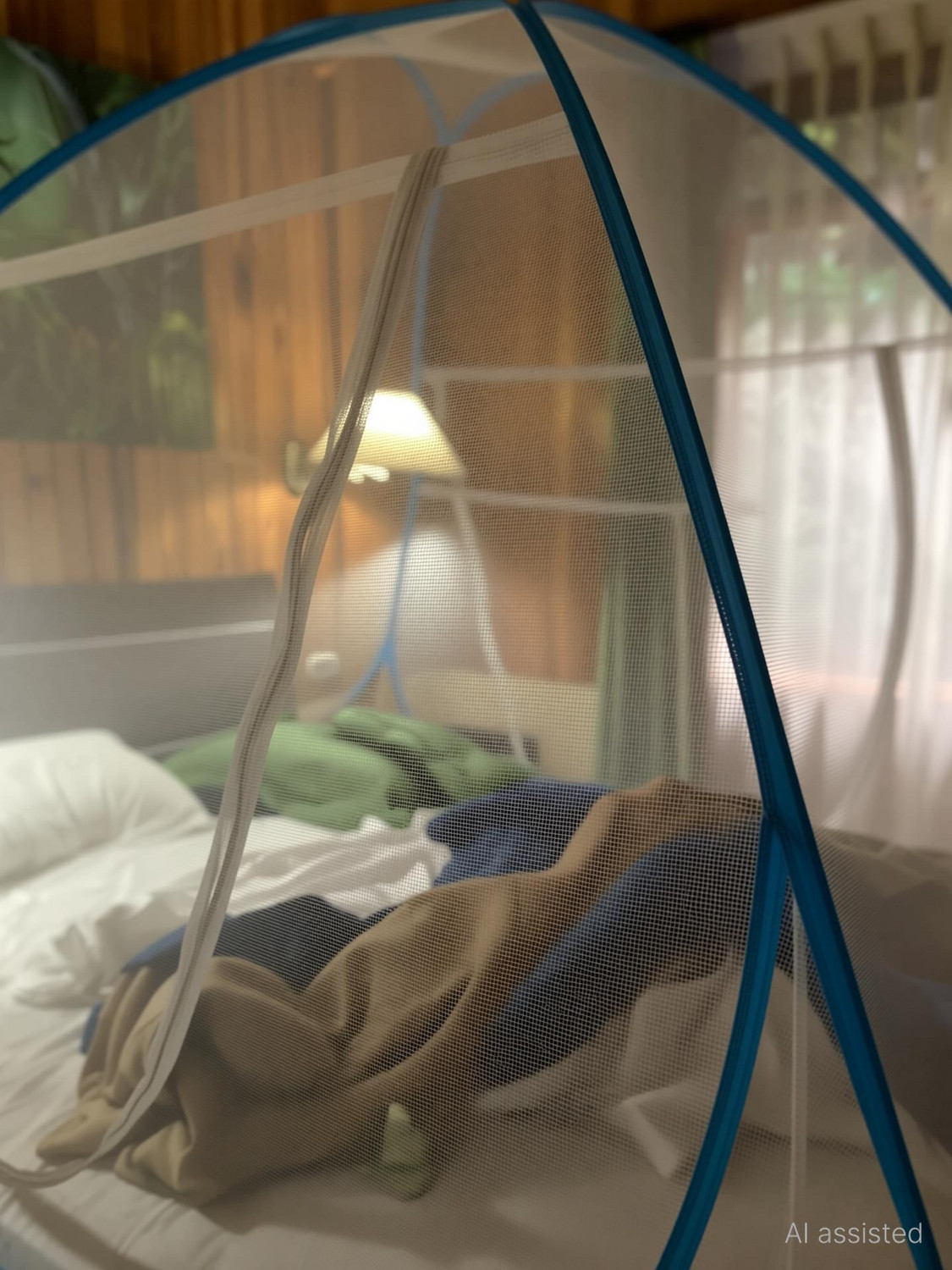 Image of AmazingHind Double Bed Mosquito Net 6.5Ft X 6.5Ft X 4.5Ft Machhardani New Model Polyester Washable Adults Mosquito Net (White, Tent)