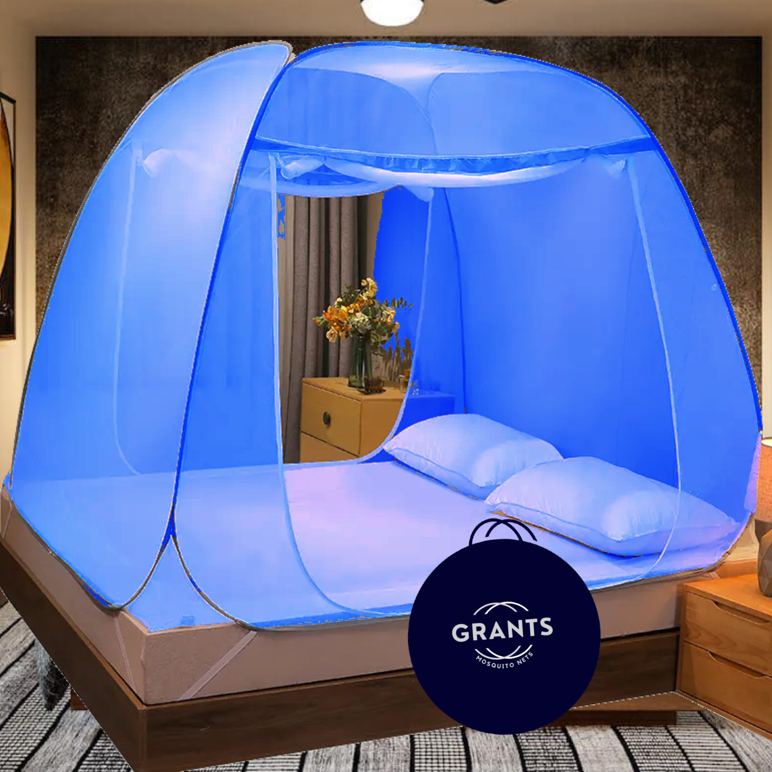 Image of Adbra Premium Model Queen Size 11 (6x7 Feet) HDPE - High Density Poly Ethylene Washable Adults Mosquito Net (Green, Ceiling Hung)