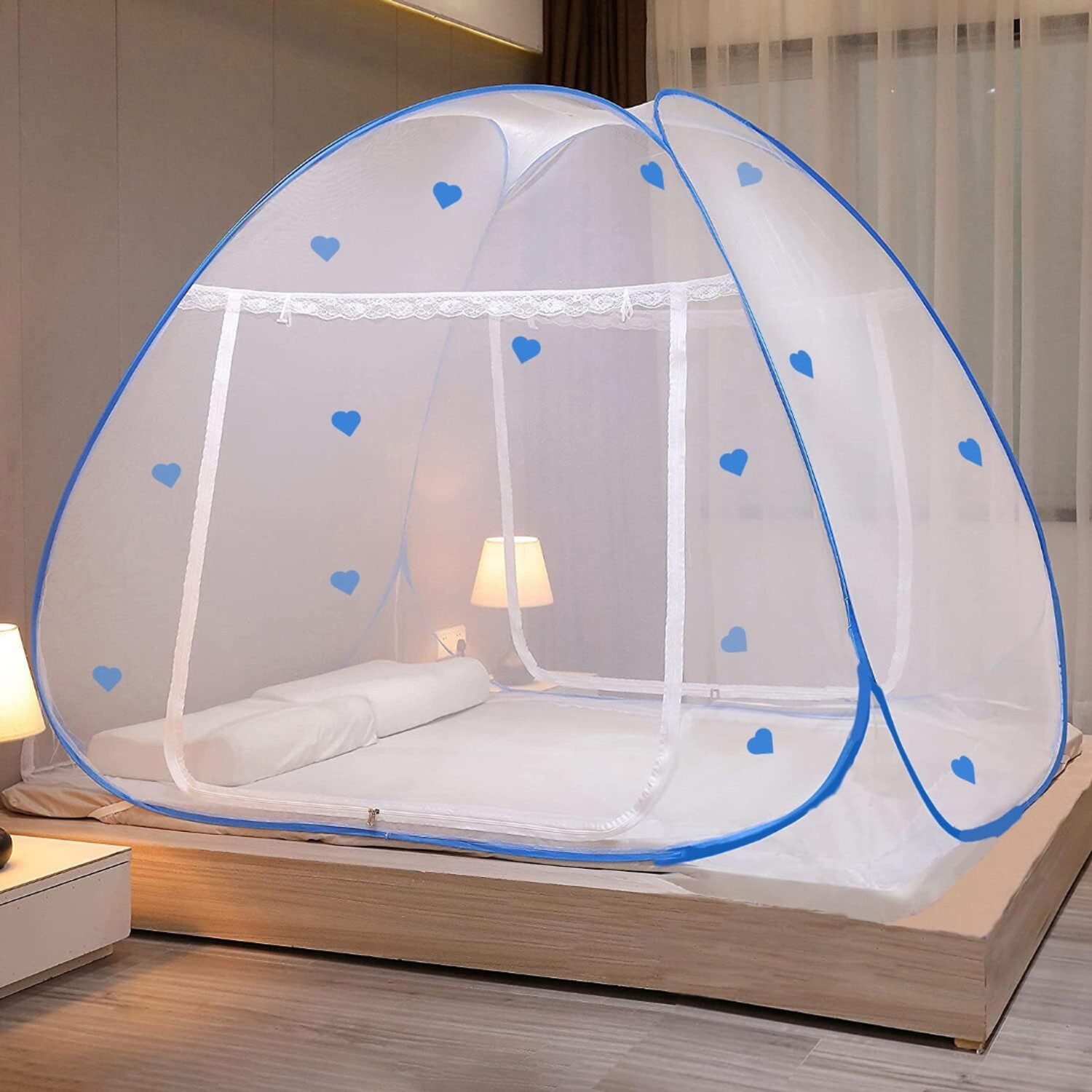 Image of MAGICAL Star-Mosquito-Net-Dark-Blue-King-01-ML Polyester Adults Mosquito Net (Dark Blue, Tent)
