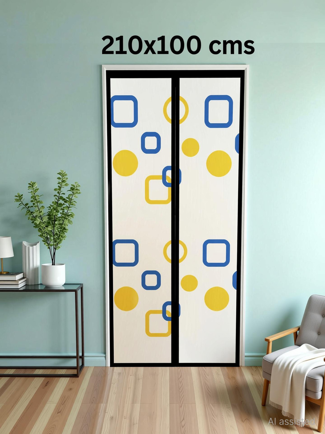 Image of Lifekrafts Magnetic AC Door Curtain- Insulated Thermal Cover, Self-Closing, Stylish & Easy HDPE - High Density Poly Ethylene Washable Adults Mosquito Net (White 210x100cm, Frame Hung)