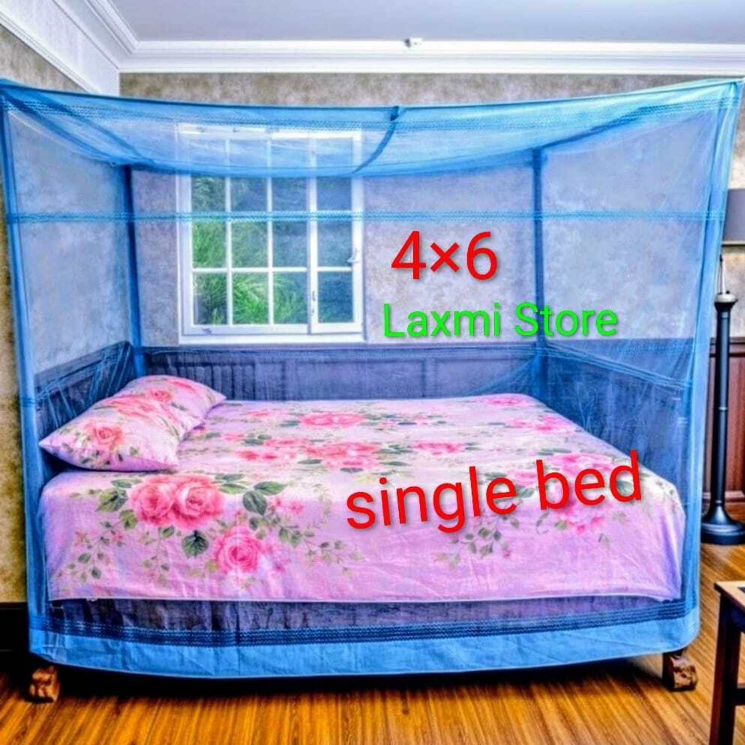 Image of Meelarck Single bed mosquito protection net (MN-12)4ftx6ft} machhardani /masari HDPE - High Density Poly Ethylene Washable Adults Mosquito Net (Purple, Bed Box)