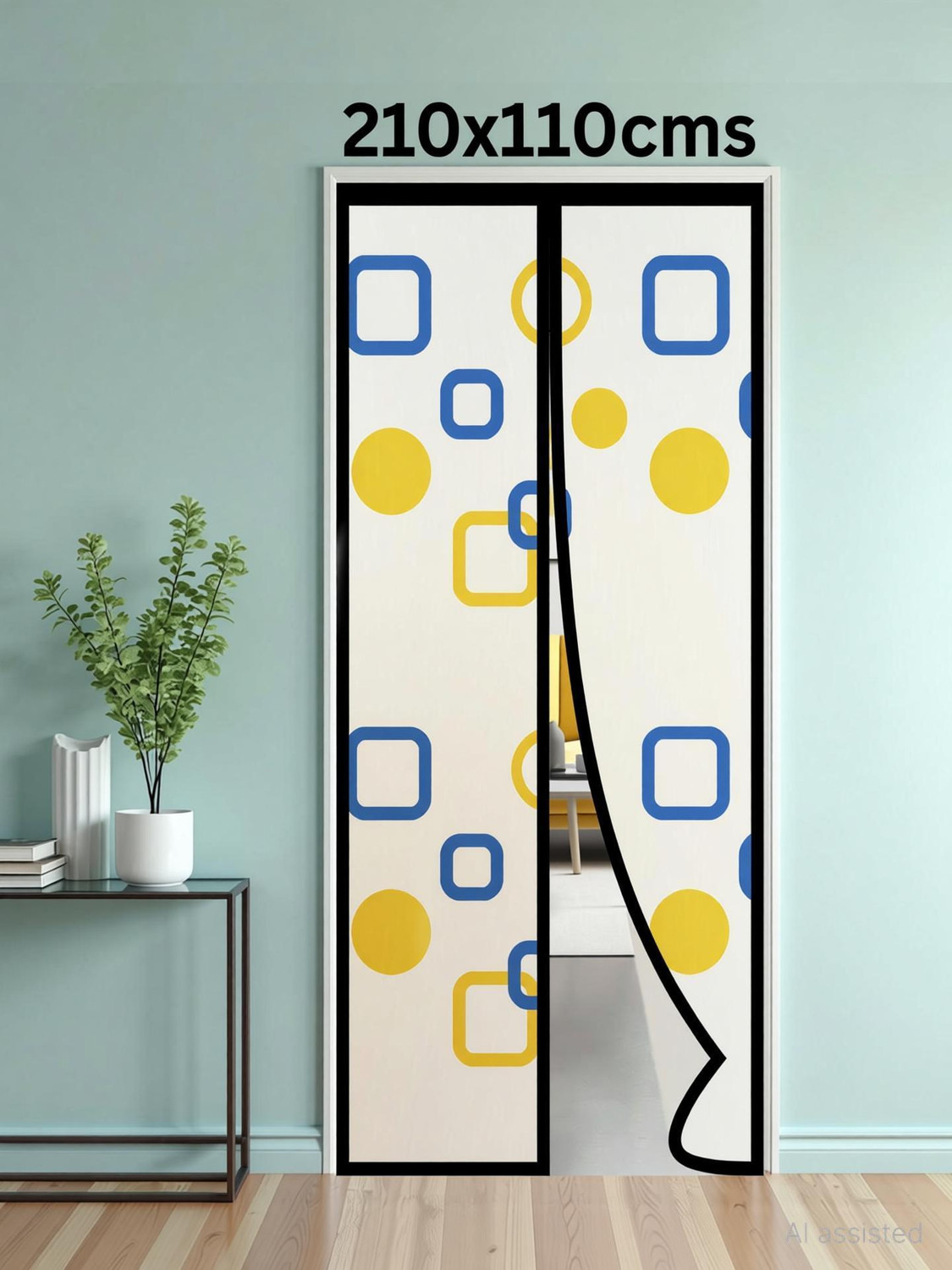 Image of Lifekrafts Magnetic AC Door Curtain- Insulated Thermal Cover, Self-Closing, Stylish & Easy HDPE - High Density Poly Ethylene Washable Adults Mosquito Net (White 210x100cm, Frame Hung)