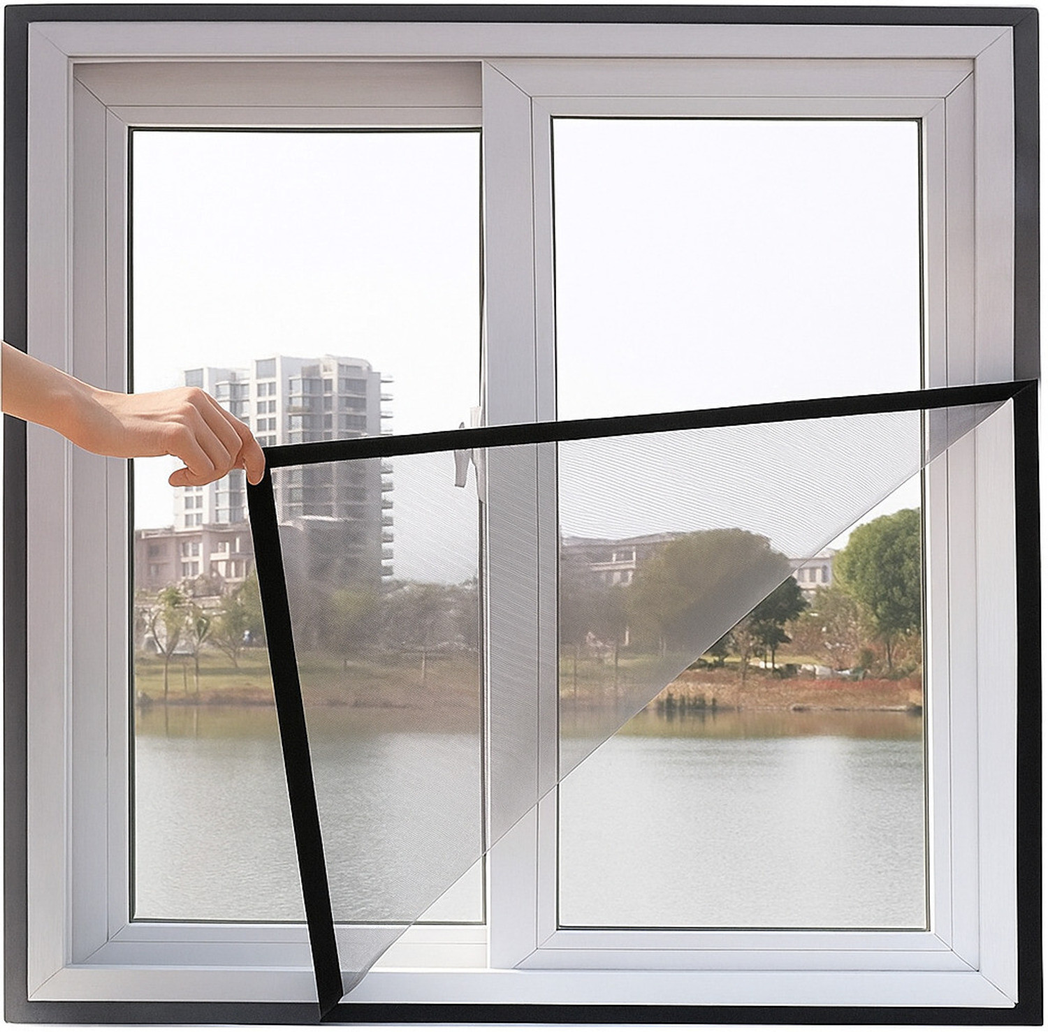 Image of SAFE HAVEN 3x4 Ft White Mosquito Net for Window | Polyester Washable Window Mosquito Net HDPE - High Density Poly Ethylene Washable Adults Mosquito Net (WHITE 3X4 FT, Frame Hung)
