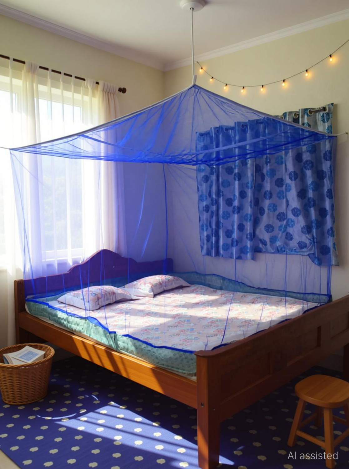 Image of Meelarck Single bed mosquito protection net (MN-12)4ftx6ft} machhardani /masari HDPE - High Density Poly Ethylene Washable Adults Mosquito Net (Purple, Bed Box)