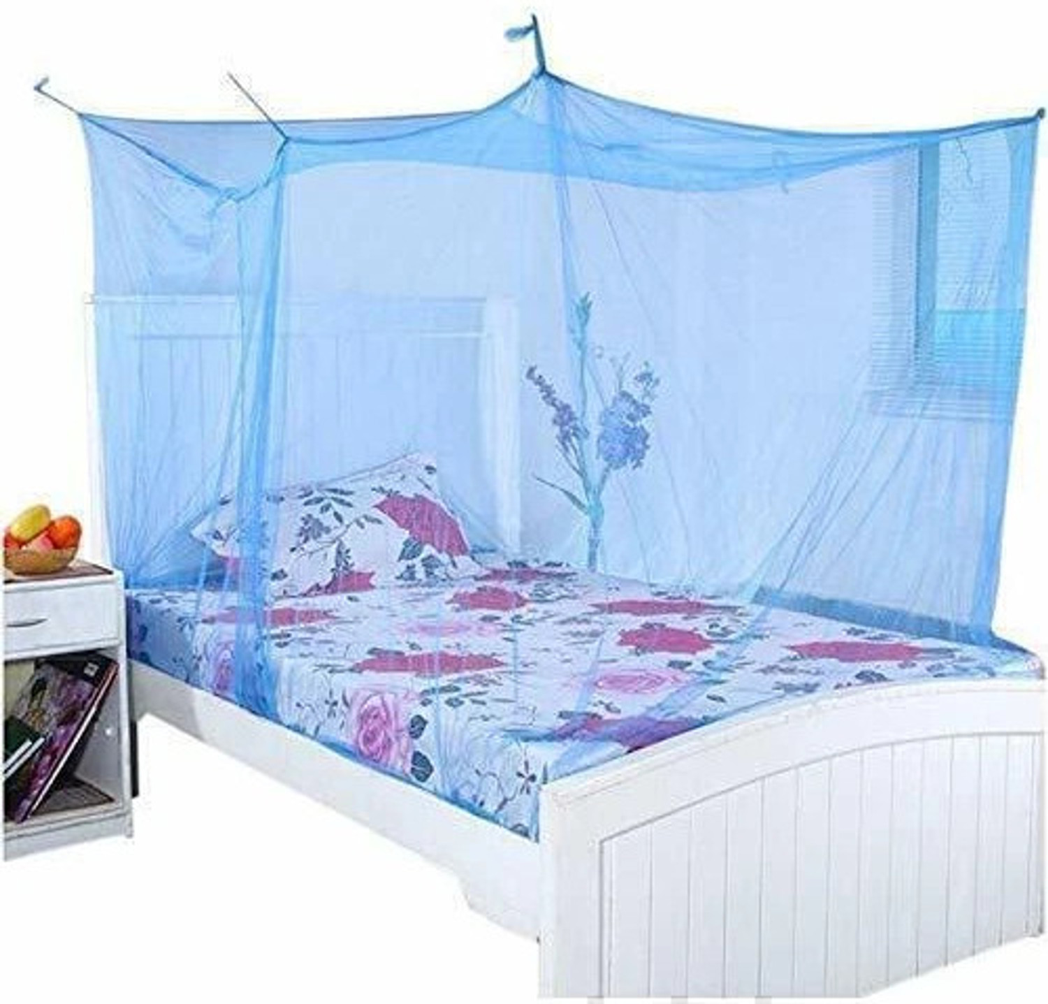 Image of Meelarck Single bed mosquito protection net (MN-12)4ftx6ft} machhardani /masari HDPE - High Density Poly Ethylene Washable Adults Mosquito Net (Purple, Bed Box)