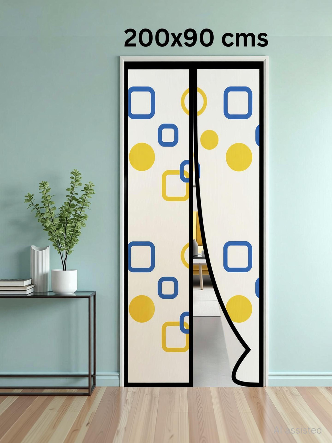 Image of Lifekrafts Magnetic AC Door Curtain- Insulated Thermal Cover, Self-Closing, Stylish & Easy HDPE - High Density Poly Ethylene Washable Adults Mosquito Net (White 210x100cm, Frame Hung)
