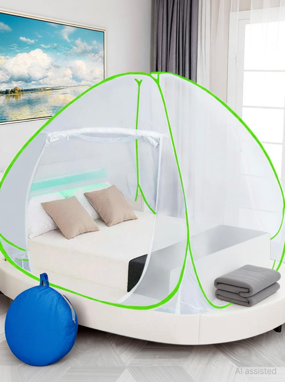 Image of Flipkart SmartBuy FSB-MN-P-K-D-GREEN AA Polyester Washable Adults Mosquito Net (Green, Tent)